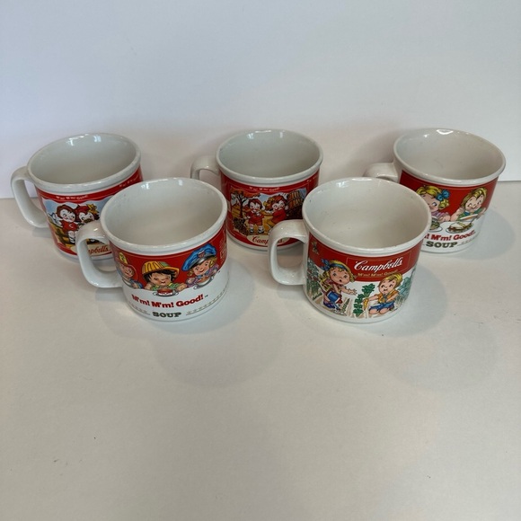 Campbell Soup Other - LOT 5 =Campbell Kids soup mugs 3-1993 and 2-1998